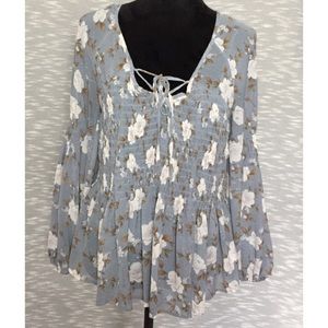 NWOT American Eagle Light Blue Floral BoHo Top